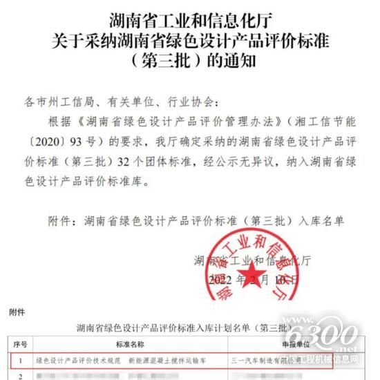 首个新能源搅拌车团体标准！两款“湖南省绿色设计产品”！(图1)