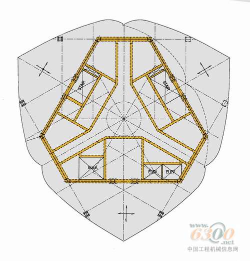 阿联酋迪拜塔(burj dubai tower)的平面图